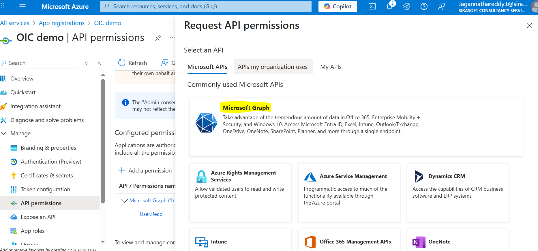 Select Microsoft Graph