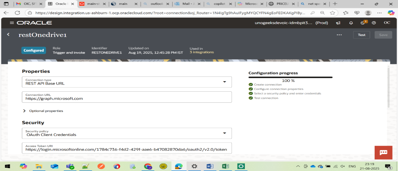 OIC REST connection configuration