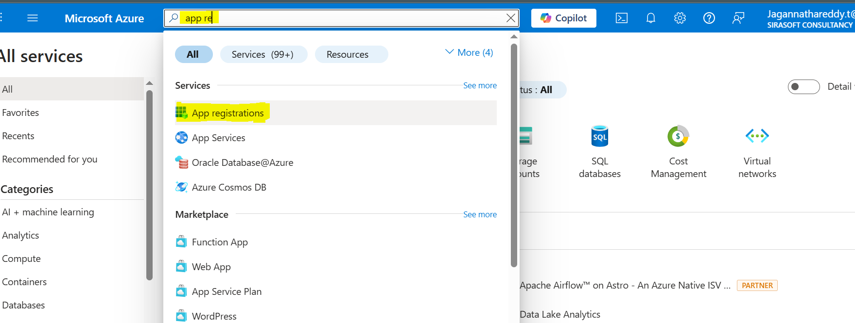 Search App registrations in Azure AD