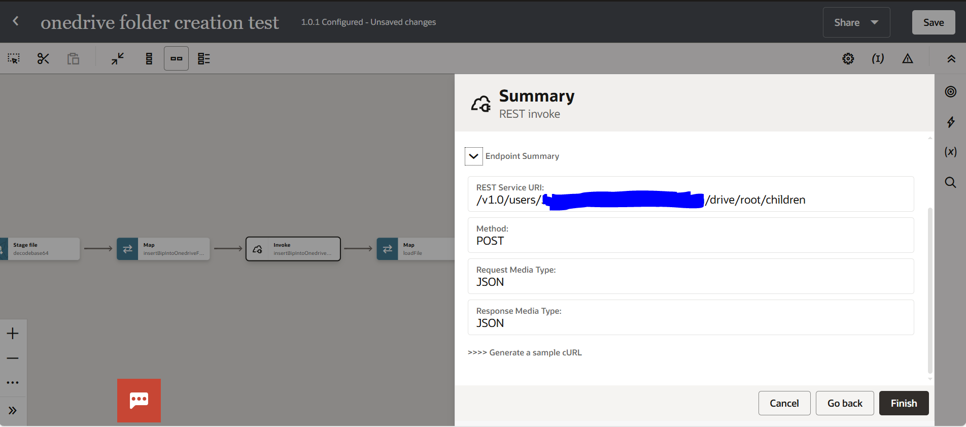 Invoke REST connection to create folder