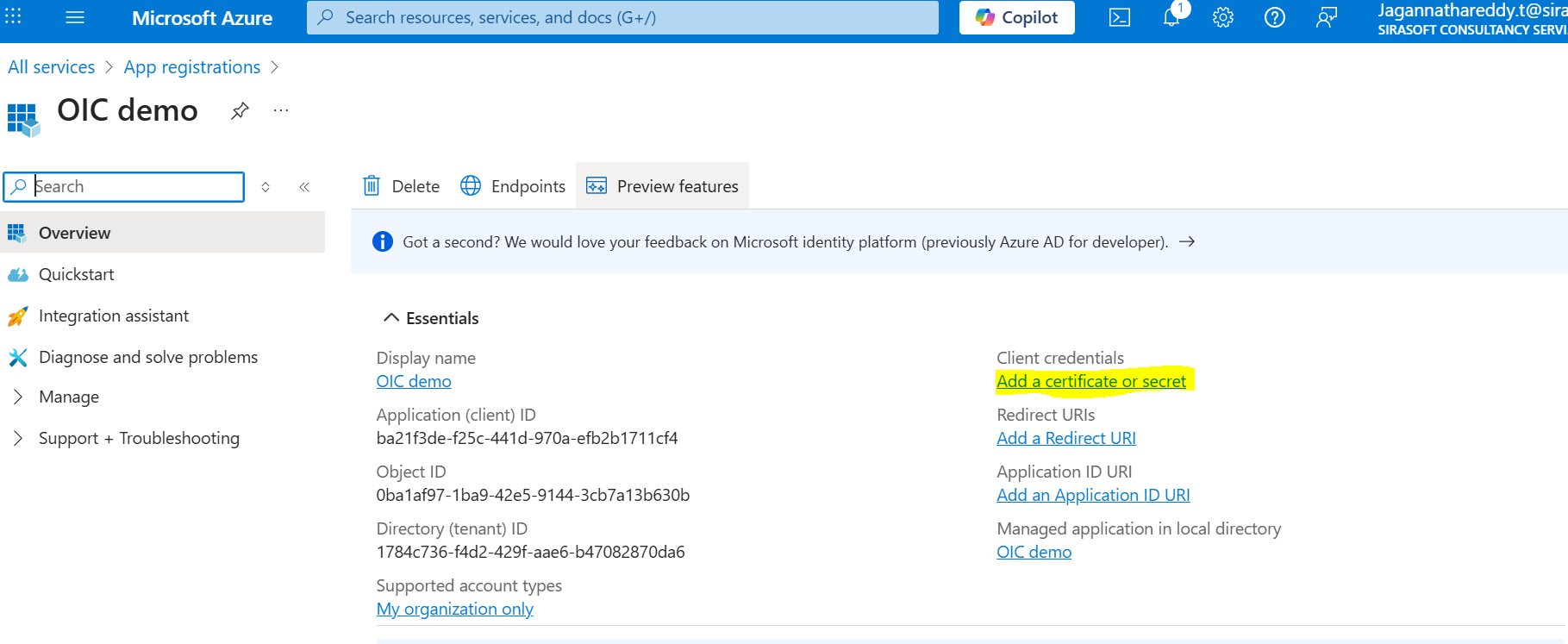 Add a certificate or secret